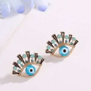3 for $30 🍍 Blue Unique Evil Eye Stud Earrings